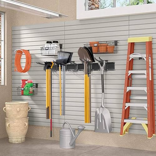 Crochets de rangement de garage 3 rails muraux noirs 122cm