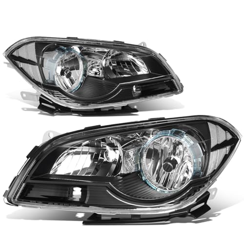 Pair of Factory Style Headlight Assembly Compatible with Chevy Malibu 2008-2012 - Black Housing Clear Corner