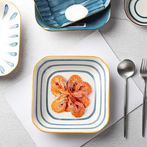 Evannt Porcelain Dessert Salad Plates Set Of 4 Square Ceramic Dinner Plates 7 Inch Janpanese Style Serving Plates Dishes For Appetizer Pasta Snacks Sushi (Square) #TOP5
