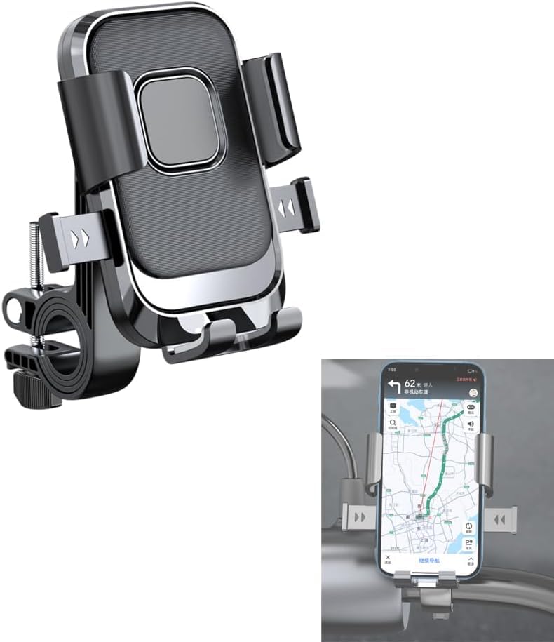 RGV XY88 Universal Phone Holder for Bikes, Motorcycles and Scooters, Black, Plastic, 360 Degree Rotation, Handlebar Mount-image-2