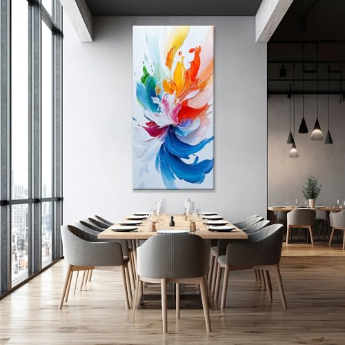 Image of TAIJXAGSG Large Canvas Art Wall Decor Prints Colorful Abstract Wall Art For Living Room Blue Abstract Art Artwork Painting Picture For Bedroom Hotel Office Home Aesthetic Wall Decor 29 X 58 In