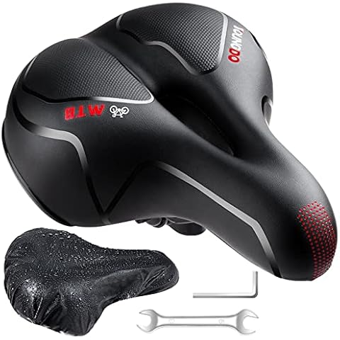 Bike Seat, YOUNGDO Bicycle Saddle Comfortable Soft Wide Road Bike Gel Saddles, Breathable Mountain Bike Seat, Suitable for MTB Mountain Bike, Folding Bike, Road Bike, Spinning Bike, Exercise Bikes Cover