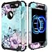 Casetego Compatible iPhone 8 Plus Case,iPhone 7 Plus Case,Floral Three Layer Heavy Duty Hybrid Sturdy Armor Shockproof Protective Cover Case for Apple iPhone 8 Plus/7 Plus,Blue Flower