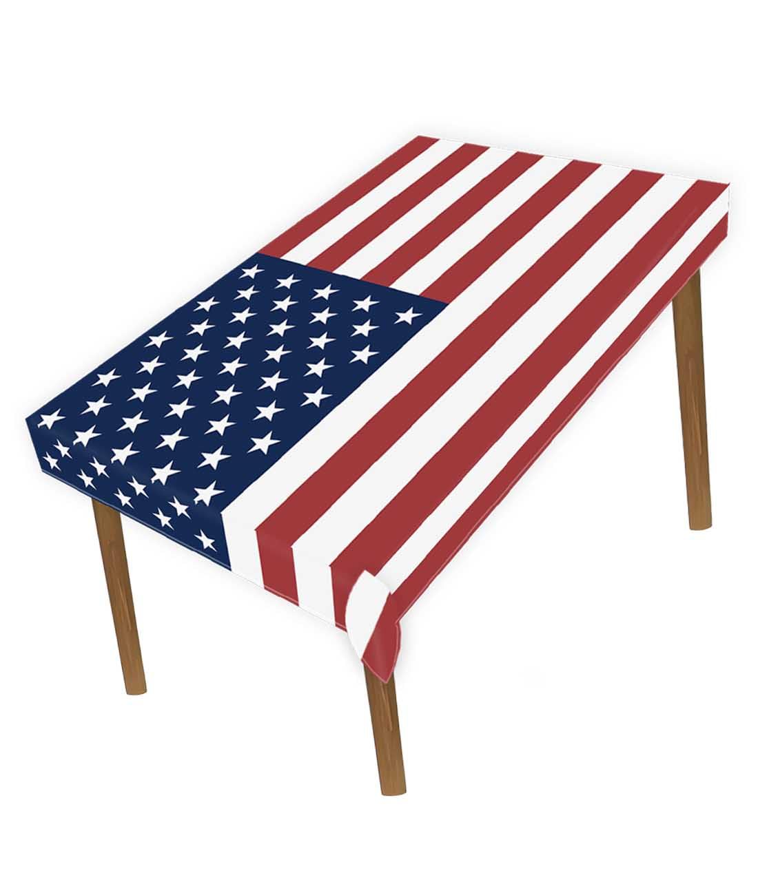 Petite Pine Usa 60 X 82 Inch America Flag Polyester Tablecloth, 5 X 6.8 Ft American Runner Decoration, Table Colth Cover For Outdoor Picnic Kitchen Home Holiday Camping 1.5 X 2 M Tablecloth