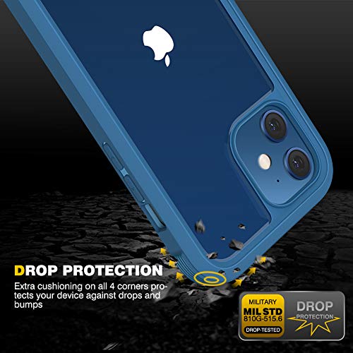 Diaclara Designed For Iphone 12 Mini Case, Full Body Rugged Case With Built-In Touch Sensitive Anti-Scratch Screen Protector, Soft Tpu Bumper Case For Iphone 12 Mini 5.4" (Blue And Clear) #TOP2