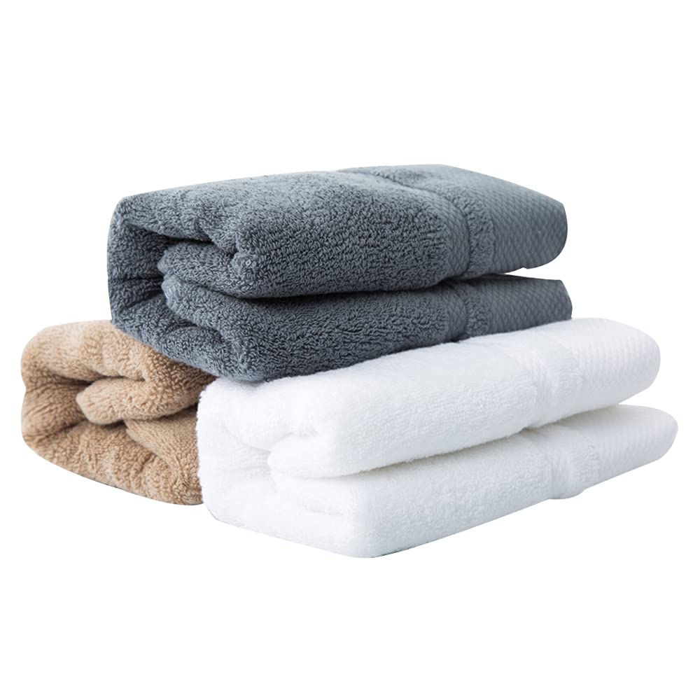 sense gnosis Hand Towels 100 Percent Cotton Ultra Soft Highly Absorbent Quick Dry Towel Multicolored Home Spa, Towel Set of 3, 13 X 29 Inch (White, Khaki, Grey)
