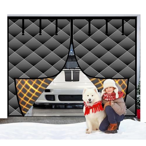 Garage Door Insulation Kit Magnetic Thermal Curtain for Winter 10x10'