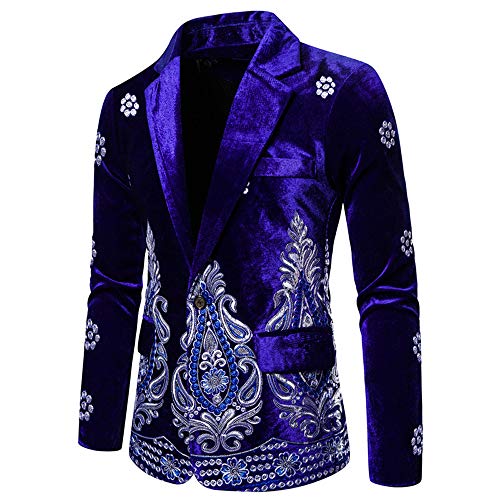 FAXIKIO Men's Luxury Dress Suit Velvet Embroidered Blazer Jacket Floral Suit Slim Fit Stylish Party Coats2