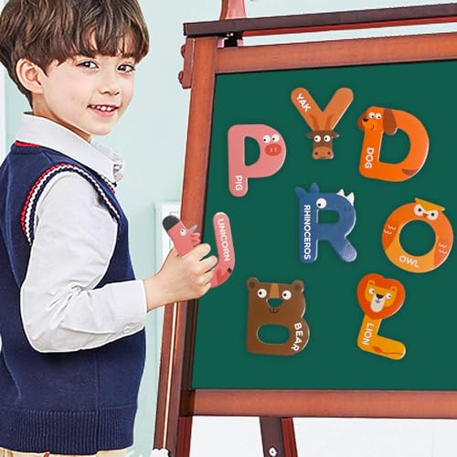 JCREN Jumbo Magnetic Letters Animals Alphabet Toys,Fridge Magnets Stick Large ABC Alphabet Uppercase Toy Set Preschool Learning Spelling Refrigerator Gift for 3 4 5 Year Old Toddler Kids Boys Girls - Image 8