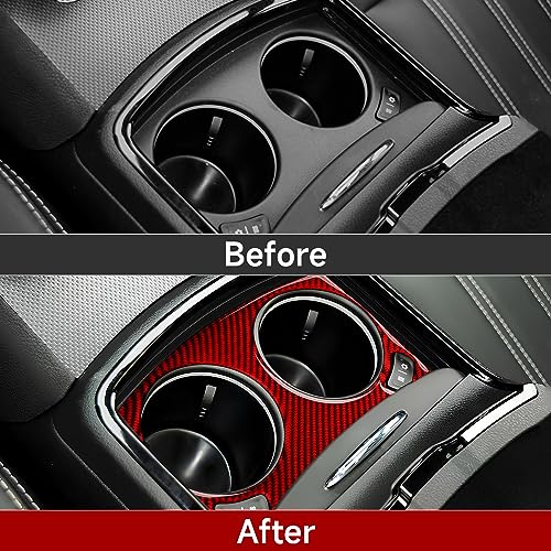 Image of Car Front Cup Holder Cover Decals for 2011-2023 Chrysler 300 / 300C / 300S / Limited /Touring /Base Accessories Carbon Fiber Interior Stickers
