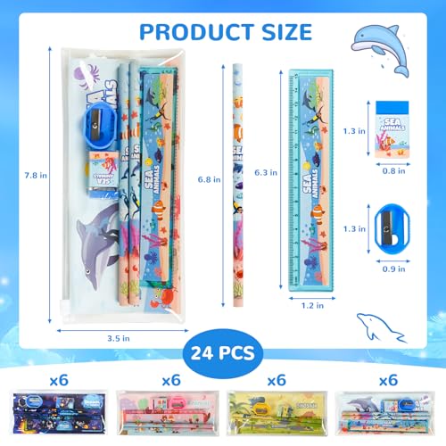 Set de 24 kits de papelería con lápices y accesorios miniatura 2