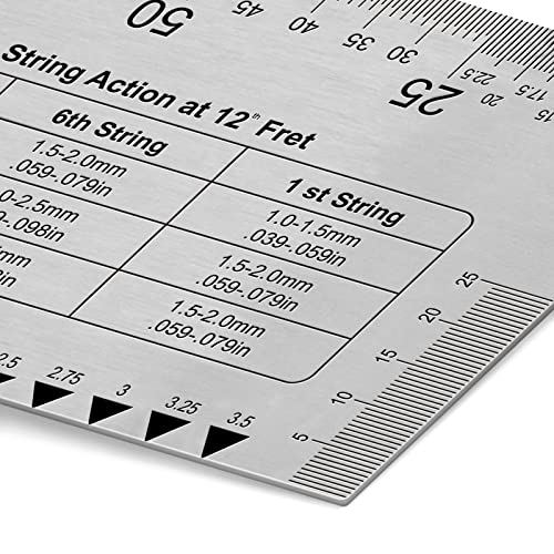 Image of Guitar String Action Gauge, COENGWO String Height Gauge Ruler Guitar Setup Measuring Tool Kit for Guitar, Bass, Mandolin, Banjo