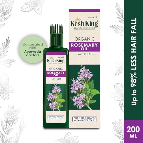 Kesh King Organic Rosemary Oil with Tulsi, ayurvedic hair oil for hair fall and regrowth with hair oil applicator, for men and women, 200ml - Image 3