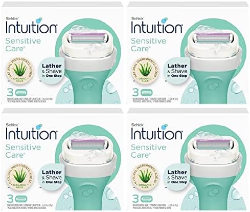 Schick Intuition Sensitive(Aloe) Renewing Moisture Women Razor Refill Cartridges, 12 count(4Pack), New Version 2022