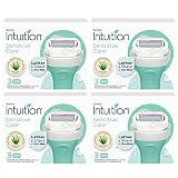 Schick Intuition Sensitive(Aloe) Renewing Moisture Women Razor Refill Cartridges, 12 count(4Pack), N