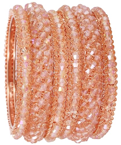 Image of NMII Stylish Pearls Alloy Metal Kada Bangles Set For Women and Girls | Fancy Metal Bangles | Trendy Design Bangles For Girls | Wedding, Party, Shadi Fashion Jewellery-Set of 6 Bangles
