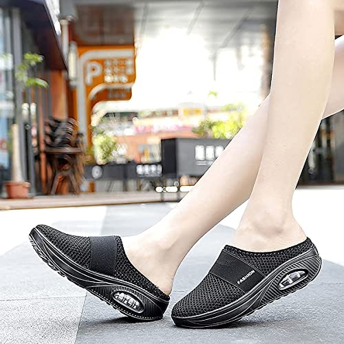 GDSAFS Tênis feminino de caminhada sem cadarço com almofada de ar, sem cadarço, sapatos de caminhada