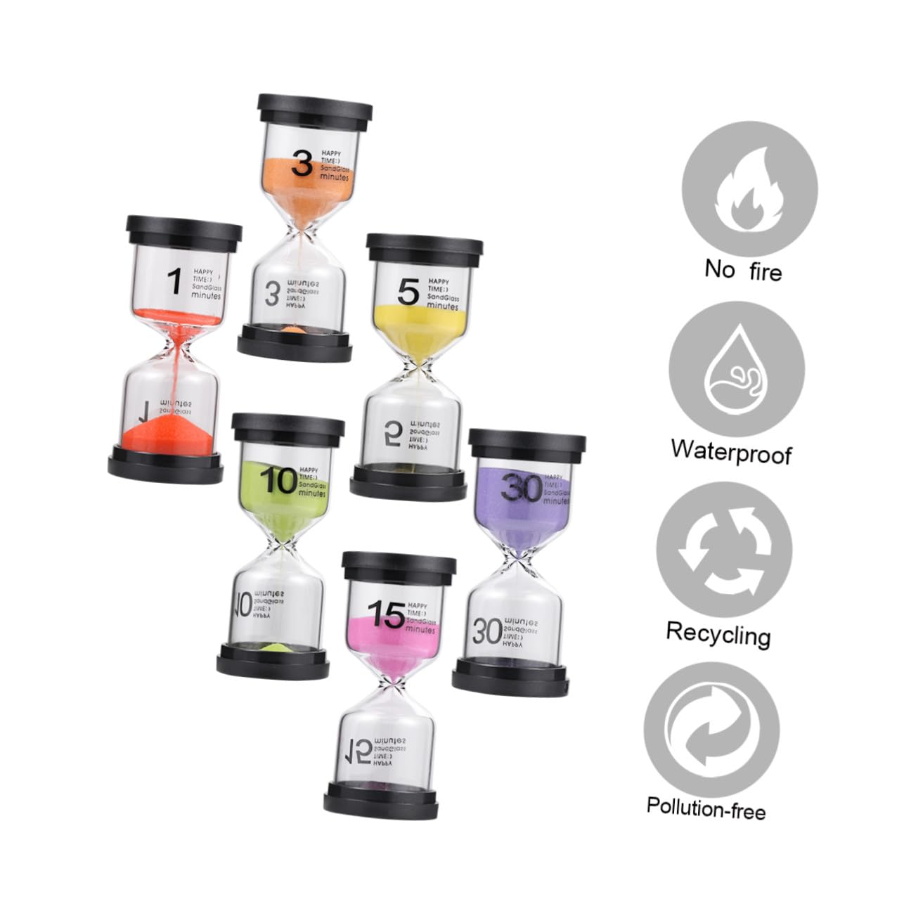 6 Piezas Reloj De Arena De Mesa Temporizador De Reloj De Arena Minutero Temporizadores Temporizador Visual para Cronómetro El Plastico