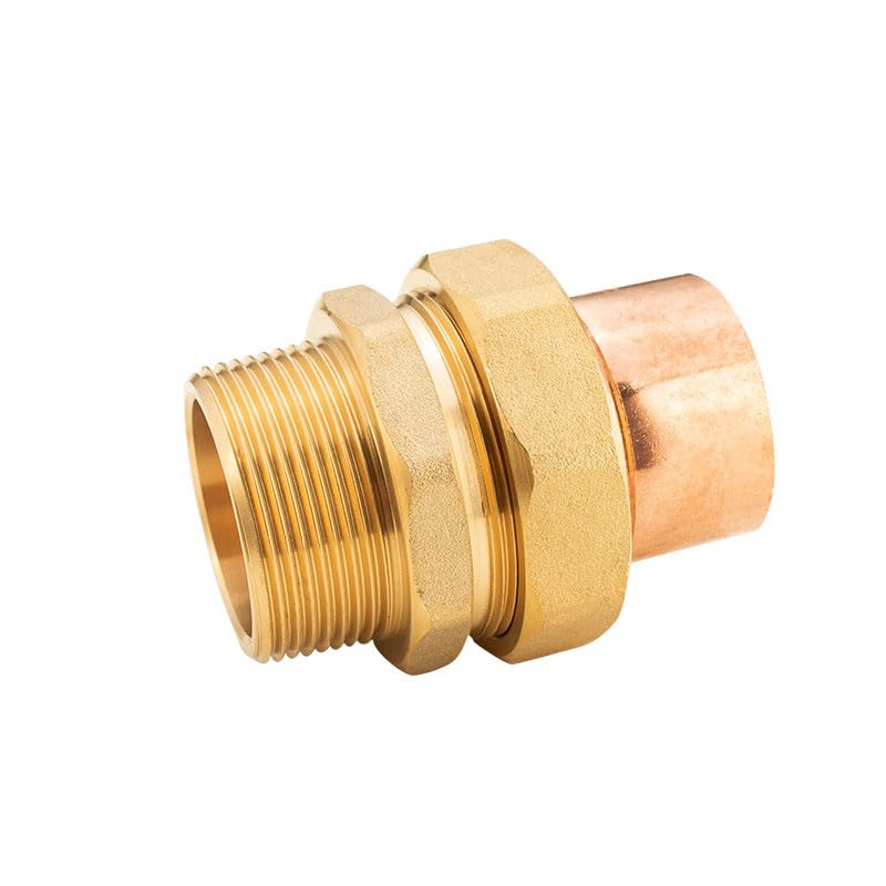 Conector de tubería de soldadura con tuerca de unión recta de latón de 1 pulgada-22 mm, rosca macho BSP y conexión de cobre, 1 unidad