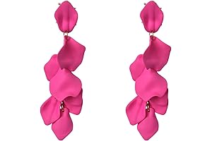 Long Acrylic Rose Petal Dangle Earrings Exaggerated Floral Drop Earrings for Women