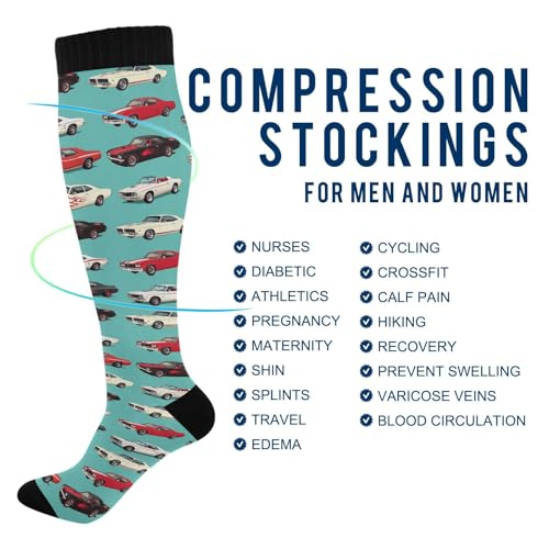 Image of Pigsaly Womens Compression Socks Yellow Stars Funny Brown Capybara Knee High Socks Athletic Tube Sock Outdoor Sport Socks