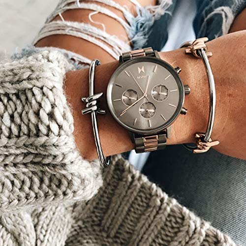 Mvmt Women's Double Barbed Cuff Silver/Rose Gold Bracelet | 160 Mm #TOP2