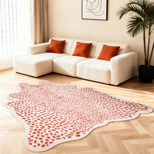 YulyreZome Leopard Rug Cheetah Print Area Rug 6.5'x5.2' Pink Washable Faux...