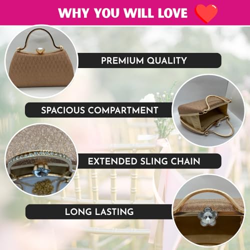 Image of SLARA Women's Evening Clutch Bag for Women, Glitter Pattern, Crystal Clasp Handbag, Perfect for Weddings, Parties, and Special Events