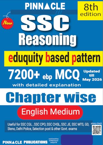 Image of SSC Reasoning 7200+ ebp mcq chapter wise book | 2026-27 | english medium | 8th edition | previous year questions till may 2026