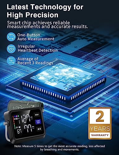 Automatic Blood Pressure Monitor Upper Arm with Large Backlit Display, Accurate Digital BP Monitor with Adjustable Cuff 8.7"-16.5", 3x199 Sets Memory, Include Batteries and Type C Cable - Image 3