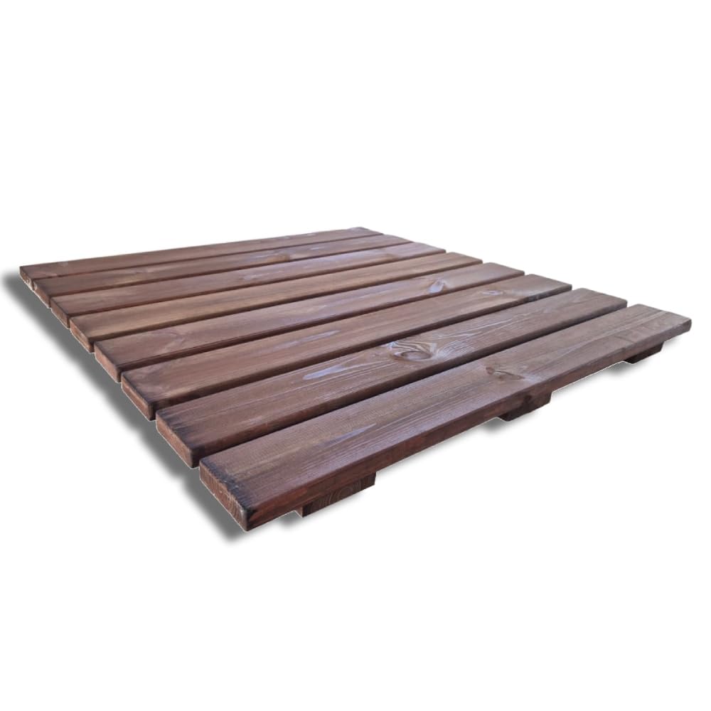 Plataforma de ducha antideslizante de madera 78 x 78 cm, 4,4 cm de grosor, marrón