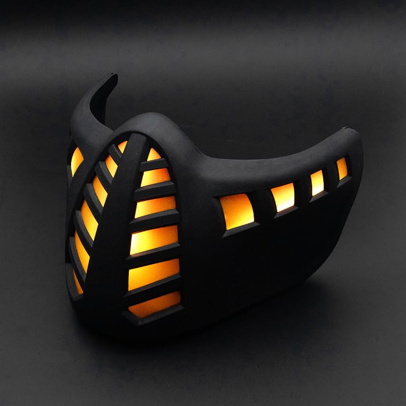Zhongren Cyberpunk Mask LED Half Face Light Up Mask for Adult Cosplay Halloween Party Music Festival Costume or