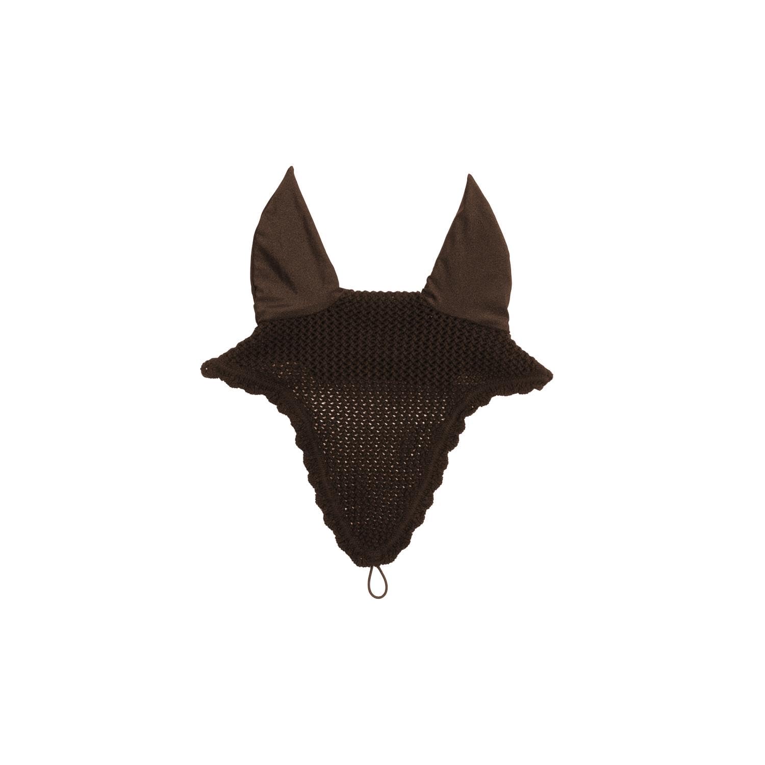 Bonnet anti-mouche longue choco pour cheval protège-oreilles