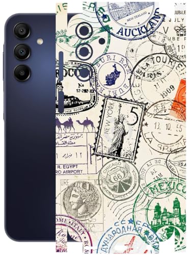 Image of AtOdds - Full Body Back Screen Guard Protector Film - Lamination Wrap Skin Sticker Compatible with Samsung Galaxy A15 (5G) | Scratchproof Matte Finish (Stamps)
