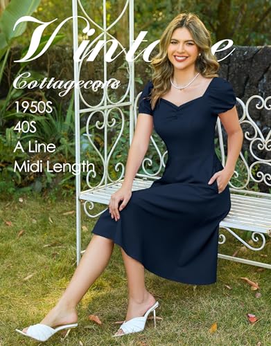 Wedtrend Women's 1950s Dresses With Sleeve 40s Tea Party Dresses Cocktail Dress Swing Vintage Dress 6