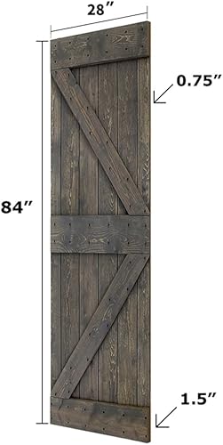 Miniatura 3 de ISLIFE 2 juegos de 28 pulgadas x 84 pulgadas serie K DIY puerta corrediza interior de granero de madera maciza con kit de herramientas de 5 pies + 2