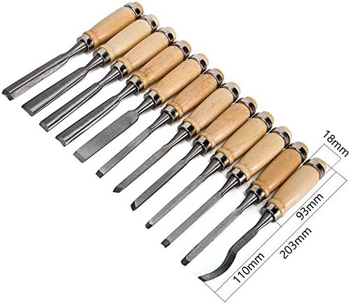 Professional Wood Carving Chisel Set - 12 Piece Sharp Woodworking Tools w/Carrying Case - Great for Beginners