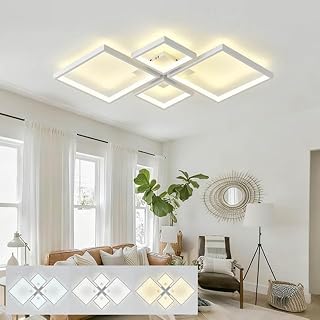 Moderne LED Deckenlampe Quadratisch 73cm mit Fernbedienung Dimmbar 60W 3000k-6500k Memory-Funktion Deckenleuchten LED Weiß für Schlafzimmer Wohnzimmer