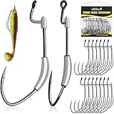 Dovesun Weighted Swimbait Hooks EWG Hooks for Bass Fishing Weedless Weighted Hooks Fishing Hooks Freshwater Saltwater 1/6oz(5g)-Hook 4/0 * 15pcs