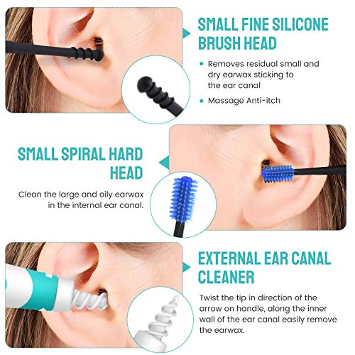 Ear Wax Remover, Ear Cleaners Kit, LIUMY, Spiral Earwax Removal Kit - Baby Ear Cleaning Tools with 15 PCS Soft Silicone Swabs, Ear Care Curette Tool for Kids and Adults, Gift Set