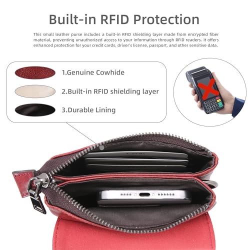 Image of Iswee Rfid Blocking Small Crossbody Bag for Women Travel Classic Style | Genuine Leather，Adjustable Shoulder Strap,Fits 6.9 inch Phone,Anti-Theft Purse,Perfect for Daily Use and Weekend Travel