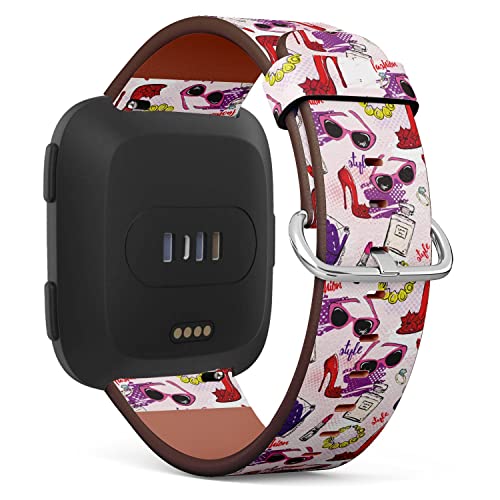 Mingdao MINGDAO-W-VERSA-A0956 Compatible With Fitbit Versa 2 / Versa / Versa Lite / Versa Se Patterned Leather Replacement Band cover