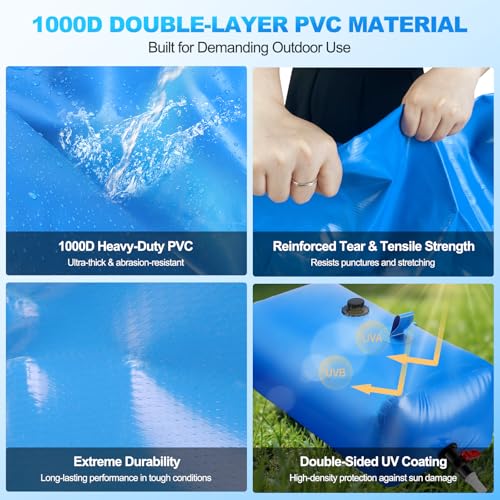 Faltbarer Wassertank 110 L/29 Gallonen mit verstärkten Griffen – Tragbarer Wassertank mit großem Fassungsvermögen für Dürrevorsorge, Brandschutz, landwirtschaftliche Bewässerung und Outdoor-Einsatz