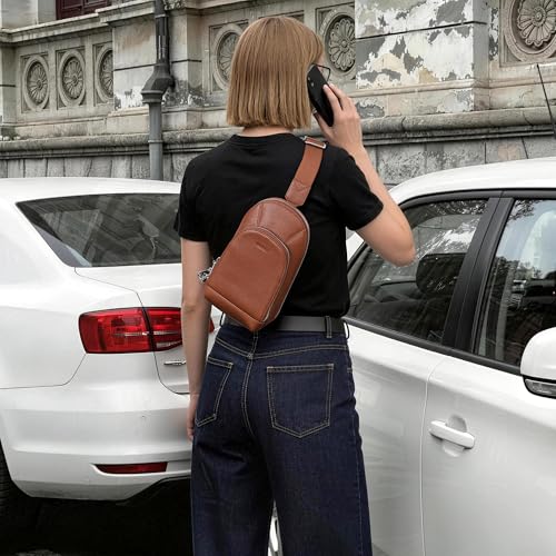 Image of befen Genuine Leather Sling Bag for Women, Anti Theft Crossbody Chest Bags