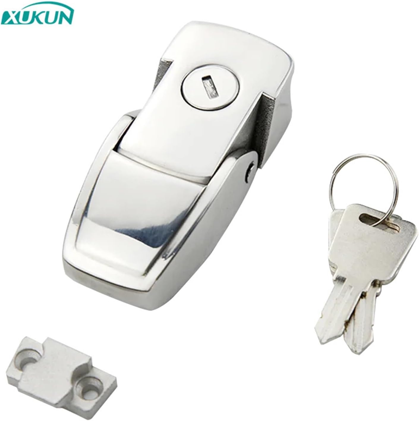 XK723 Cabinet Black Coated Metal Hasp Latch DK604 Security Toggle Lock with Two Keys 1Pcs(XK723-V7-1BS)