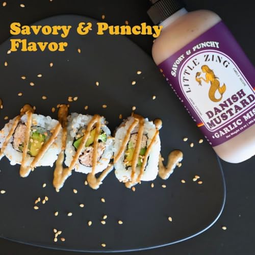 Image of Little Zing Danish Mustard Combo Pack, Original Sweet & Punchy + Garlic Miso Umami, 2 x 10 oz Squeeze Bottles, Drizzle-Ready, No Preservatives, Vegan & Gluten Free Set