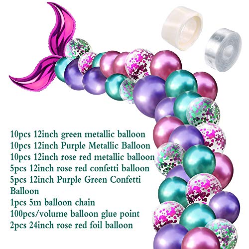 SmartRICH 42 Piezas Mermaid Balloon Arch Set Mermaid Tail Balloon para Baby Shower Cumpleaños Boda bajo el mar Mermaid Birthday Party Decoration (Rosa)