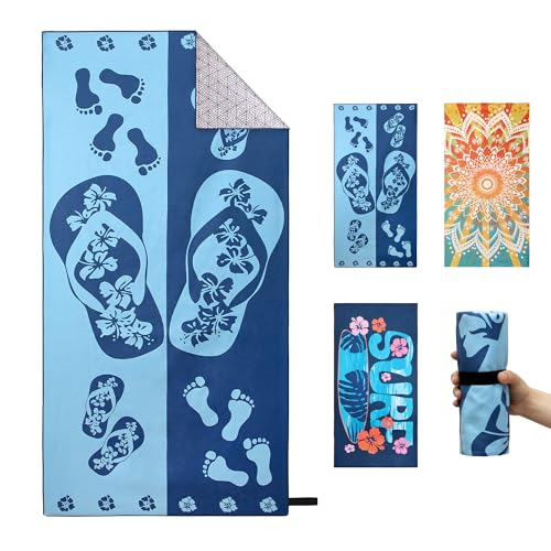 Yeahshion Serviette de Plage à Séchage Rapide 180x90 cm, Grande Serviette de Sport en Microfibre Anti Sable, Serviette de Plage Portable pour Sport, Voyage,...