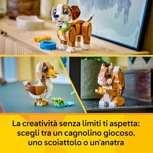 Creator 3 in 1 Adorabili Animali: Cagnolino Giocoso - Giocattolo con Animale Domestico Trasformabile in Scoiattolo o Anatra - Regalo Creativo di Compleanno per Bambine e Bambini da 8 Anni - 31382 - Lego - Immagine 2