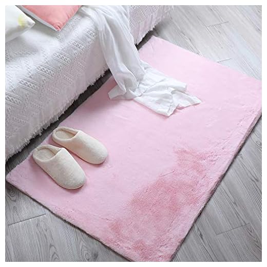 HEQUN Alfombra De Piel De Conejo Artificial,Antideslizante Lujosa Suave Lana Artificial Alfombra para salón Dormitorio baño sofá Silla cojín (Rosa, 60x90cm)